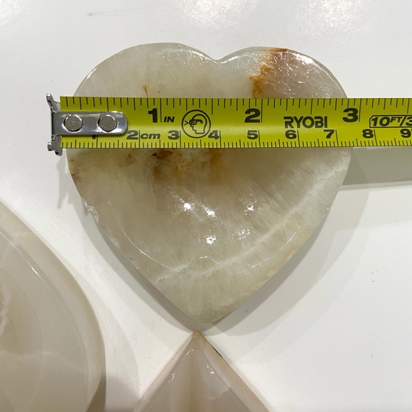 Vintage MCM Set 4 Onyx Alabaster Paper Weight Ashtray Spade Diamond Heart Club - Picture 6 of 13